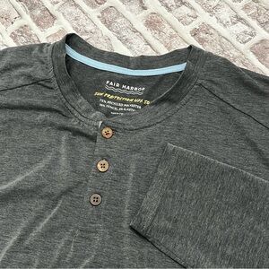 Fair Harbor‎ UPF 50 Henley Shirt Mens XL Gray Sun Protection Long Sleeve Summer